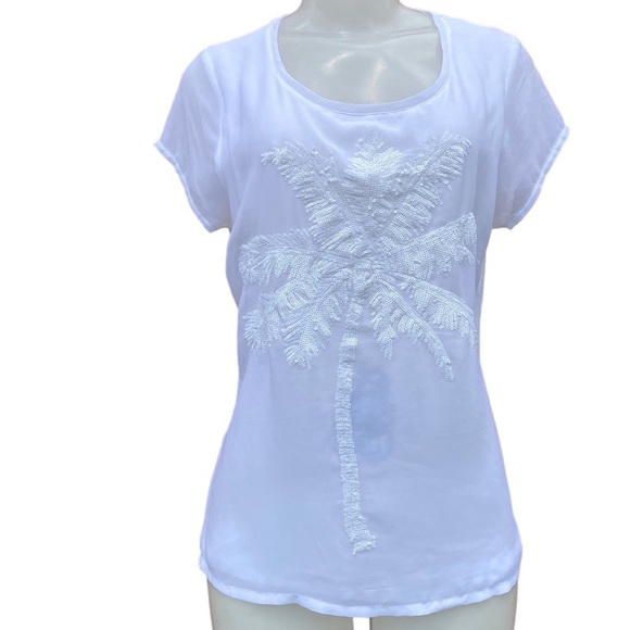Olsen Europe White Sequence Top - Picture 1 of 7